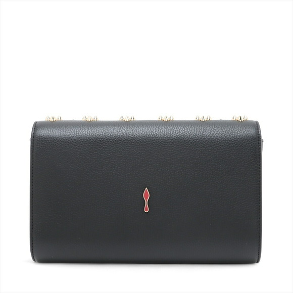 Christian Louboutin Panettone Leather Stud Chain Shoulder Bag Black - Picture 2 of 8